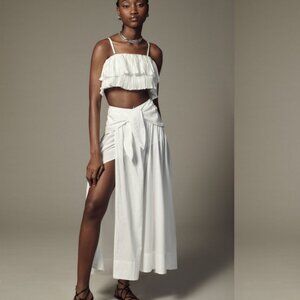 Brand New by Anthropologie Poplin Tie-Front Side-Slit Skirt